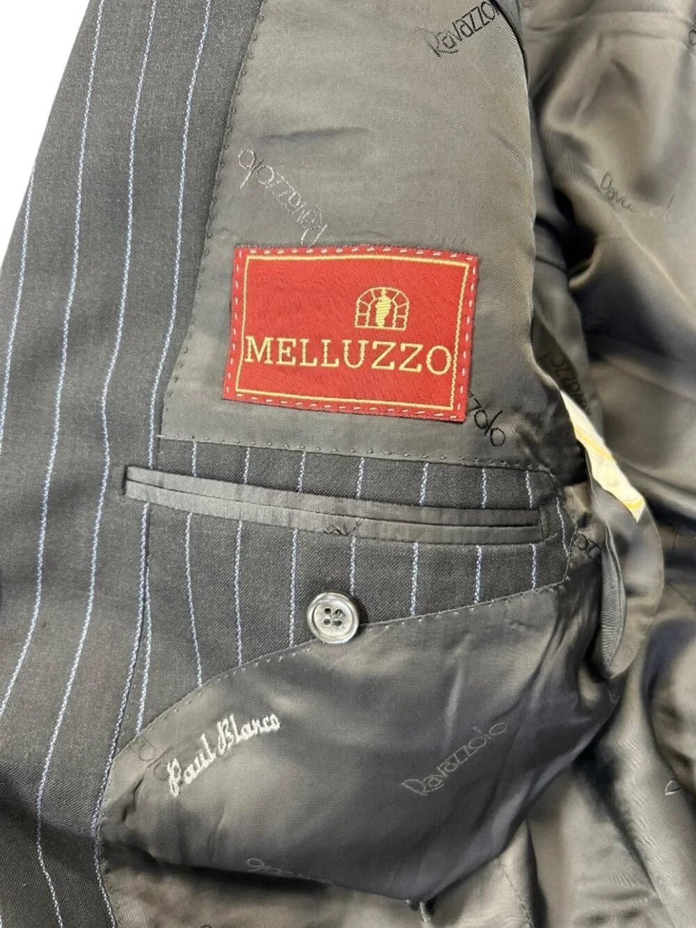 Ravazzolo Suit Jacket Blazer Men's US 44 Gray Blue Pinstripe Virgin Wool Italy